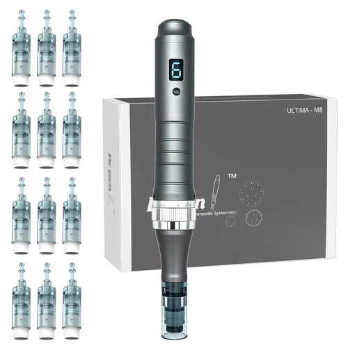 Derma Pen M8 Micro Needling Dermapen Kit for Skin Care with 12 Pcs Pins 0.25mm