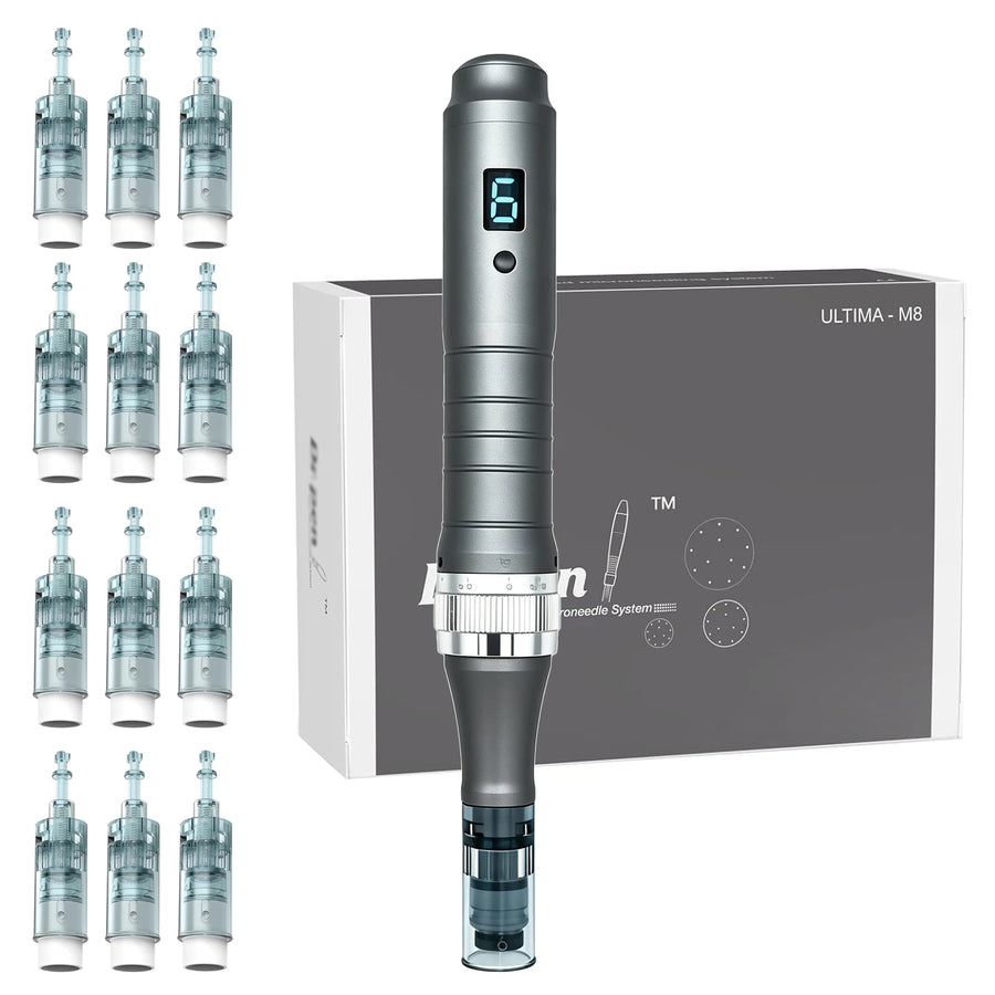 Derma Pen M8 Micro Needling Dermapen Kit for Skin Care with 12 Pcs Pins 0.25mm