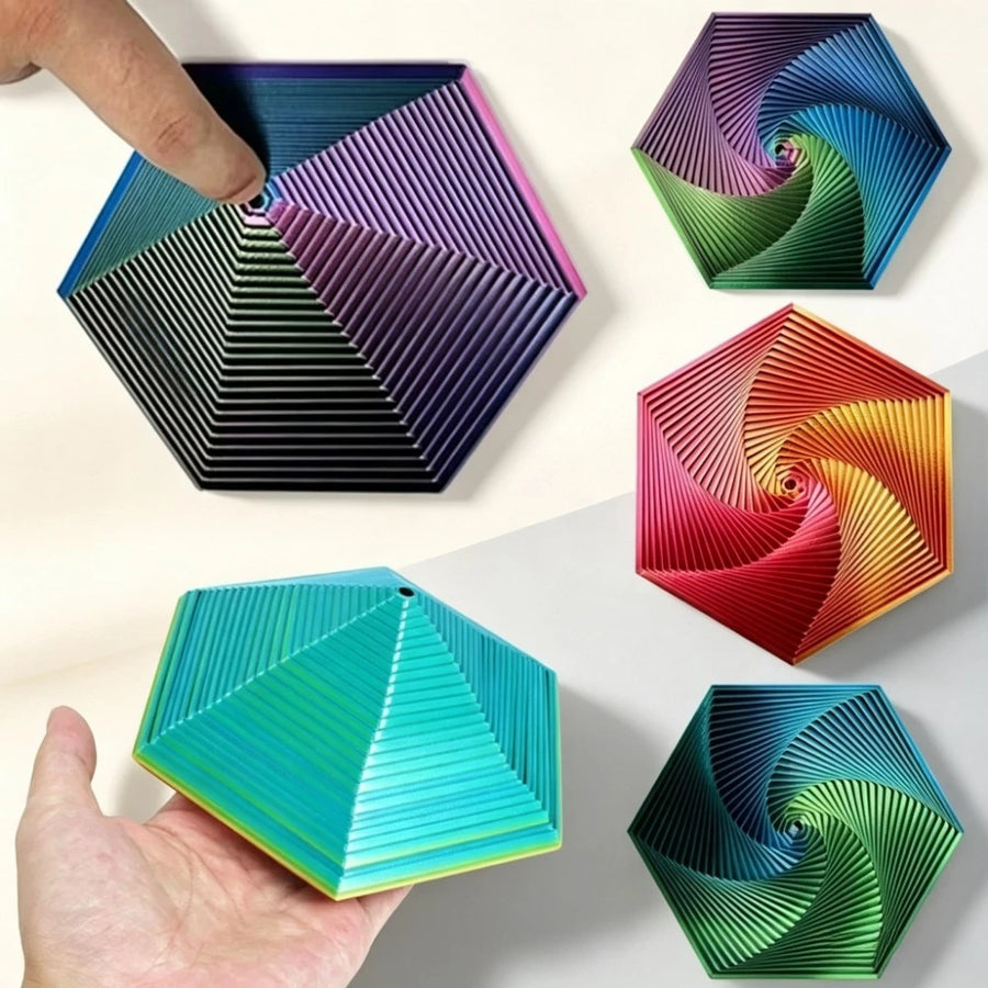 3D Printed Hexagonal Decompression Radish Tower Toy Fractal Fidget Hexagon Educational Game Toy Fashion Gift