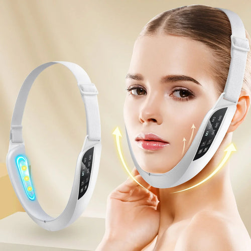 6 Mode 8 Level Vibration Facial Massager for Face Care & Contouring USB Rechargeable Skin Care Device with Adjustable Headband